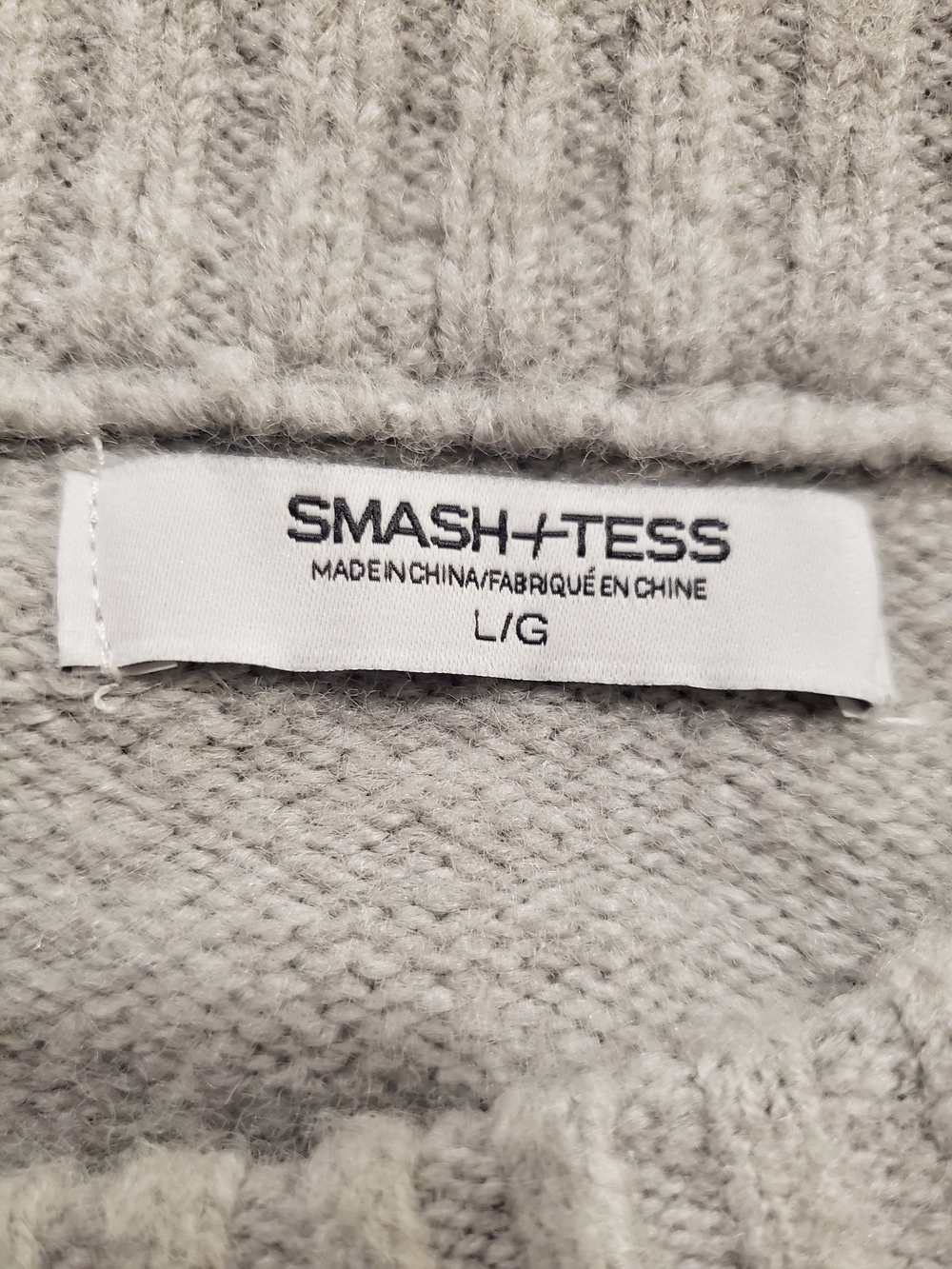 Minimalist Light Grey Ribbed Knit Cardigan Sweater with Hammered Buttons - Picture 2 of 6